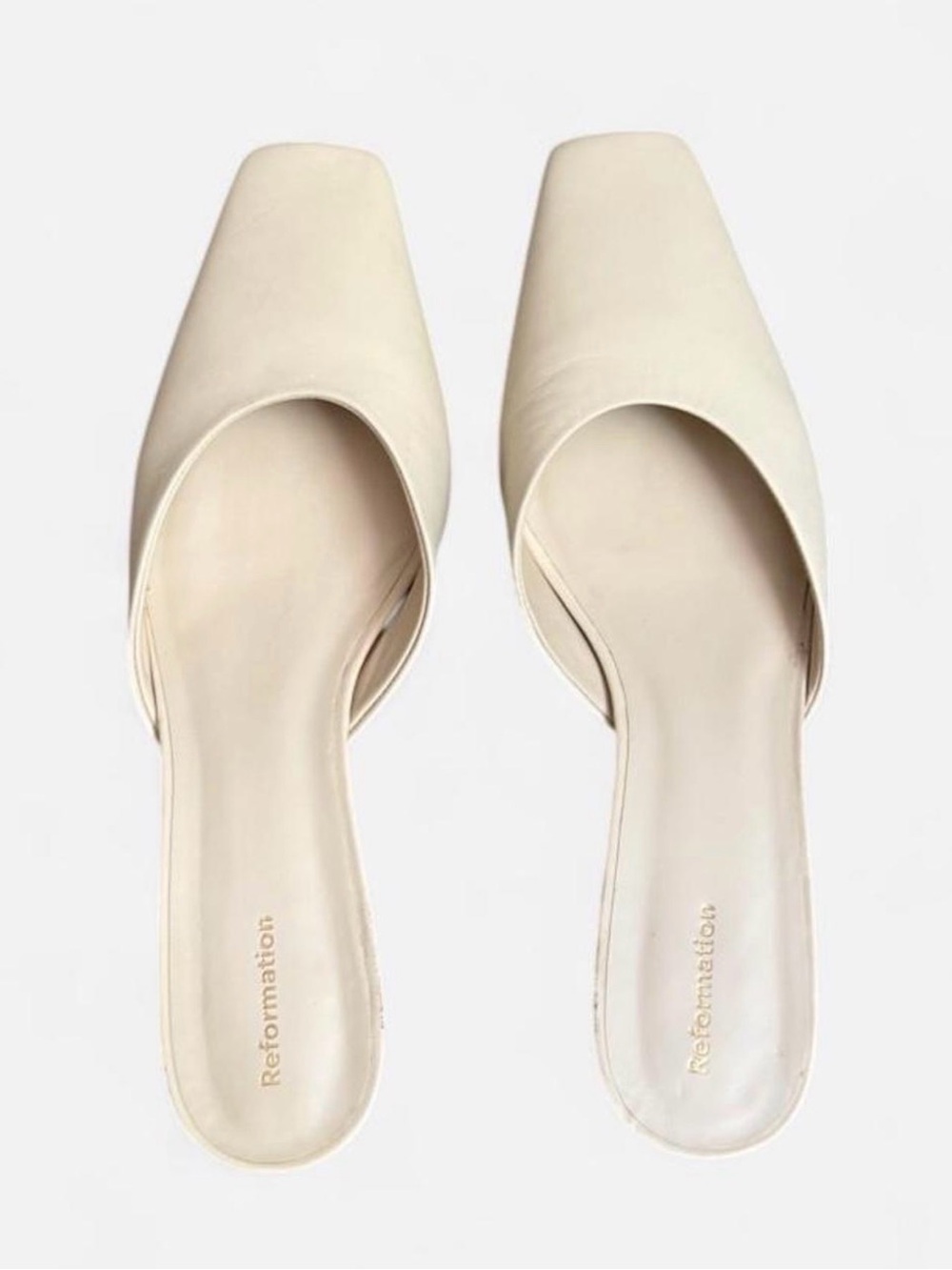 Reformation Ivory Square-Toe Slide Mule